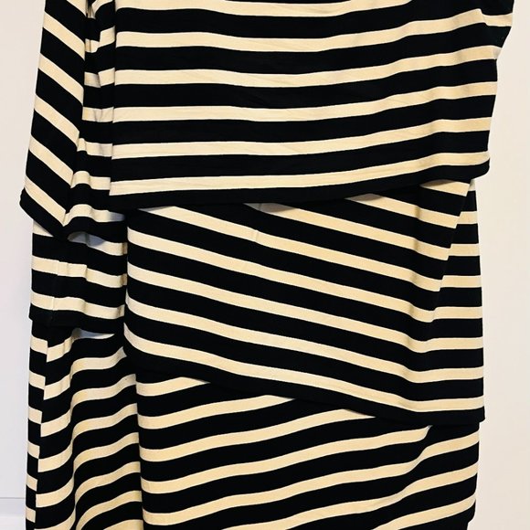 LOFT Women’s Striped Dress – Late 2010s – Black & Cream – Soft Stretch Rayon Ble - Picture 3 of 8